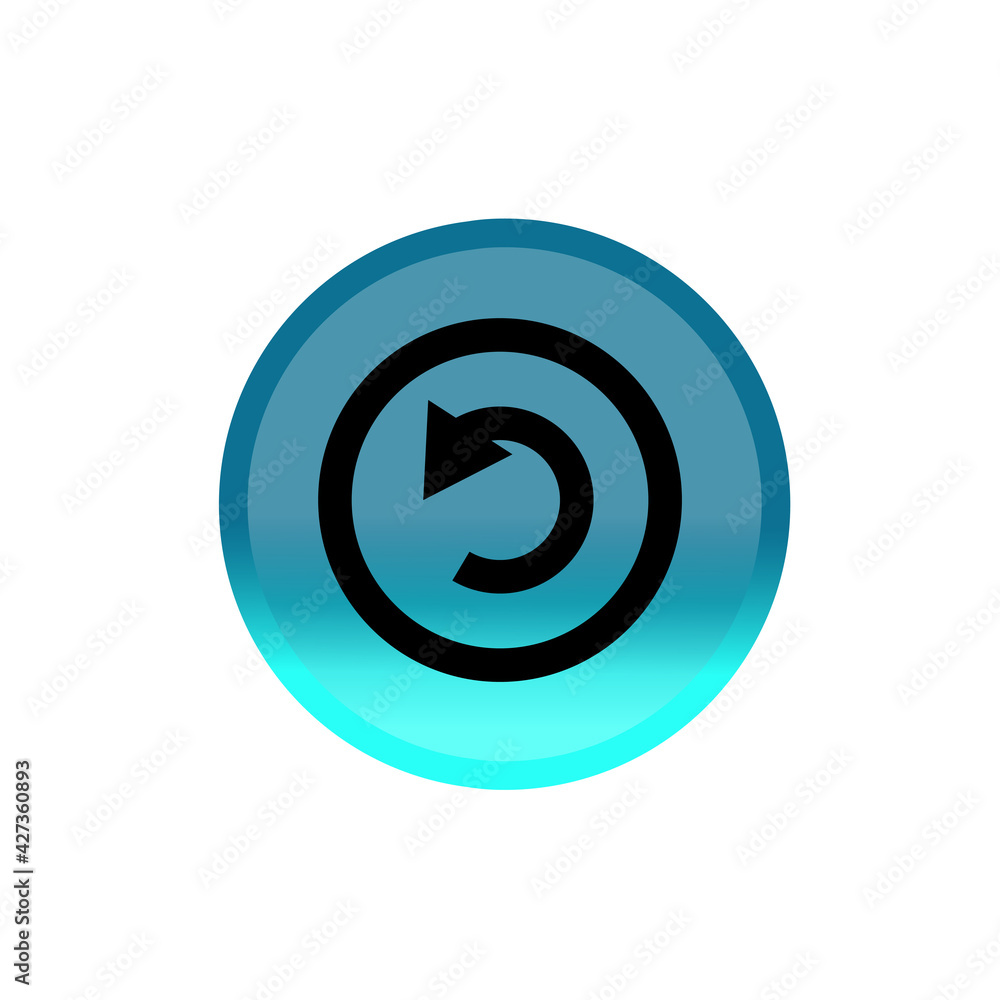 Poster refresh button icon. blue round button. editable stroke. simple illustration mobile concept, web des