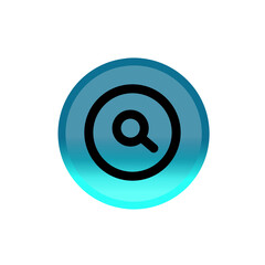 search button magnifying glass icon. blue round button. Editable stroke. Simple illustration mobile concept, web design, application, UI. Design template vector