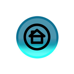 Home button icon. blue round button. Editable stroke. Simple illustration mobile concept, web design, application, UI. Design template vector