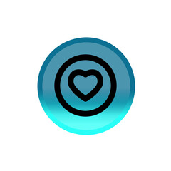 Favorite button icon. blue round button with heart. Editable stroke. Simple illustration mobile concept, web design, application, UI. Design template vector
