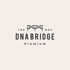 DNA bridge hipster vintage logo vector icon illustration