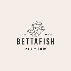 betta fish hipster vintage logo vector icon illustration