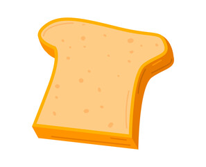 Loaf white bread, fresh baked goods, fried crispy crust, good bakery design cartoon style vector illustration, isolated on white.