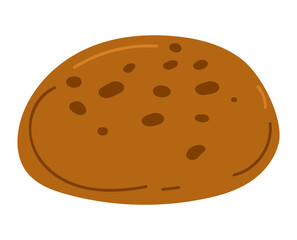 Loaf white bread, fresh baked goods, fried crispy crust, good bakery design cartoon style vector illustration, isolated on white.