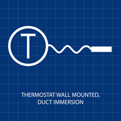 Symbol of  Thermostat Wall Mounted Vector illustration of Electrical System Control