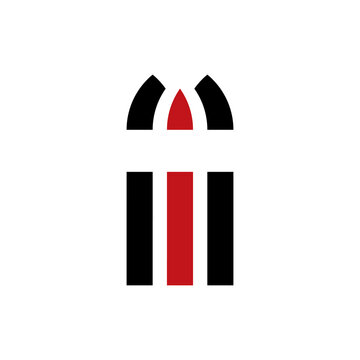 Bullet with M letter or MI letter logo design vector