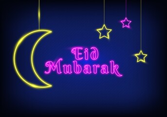 eid mubarak with neon style