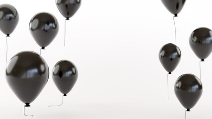 balloons floating on white background black friday concept and sale promotion.