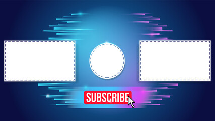 Youtube End Screen with green design and green lines. Youtube Video Template, background, Outro Card, endscreen, banner, channel. Social media design.