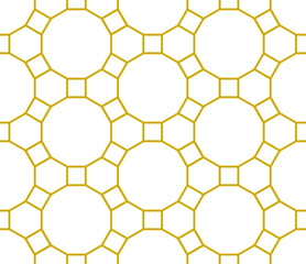 Simple dodecagon tessellation repeating pattern in gold color outlines against a white background, geometric vector illustration