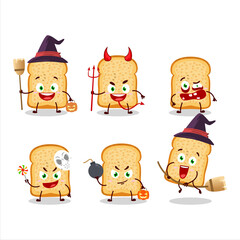 Halloween expression emoticons with cartoon character of bread toast