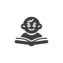 Child reading book vector icon