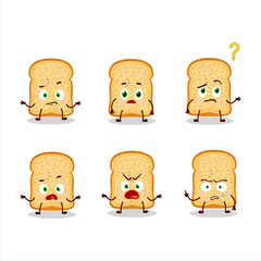 Cartoon character of bread toast with what expression