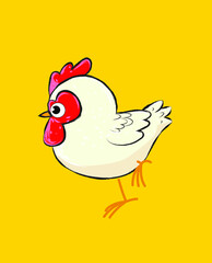 Cute little chicken,hen, rooster icon,logo, symbol vector illustration.