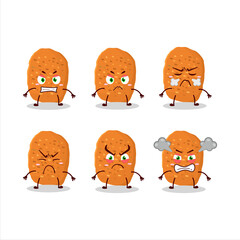 Chicken nugget cartoon character with various angry expressions