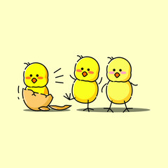 Cute little chicken,hen, rooster icon,logo, symbol vector illustration.