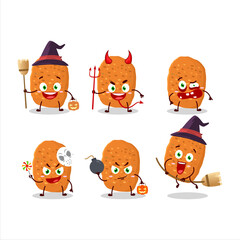 Halloween expression emoticons with cartoon character of chicken nugget