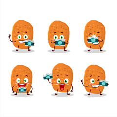 Photographer profession emoticon with chicken nugget cartoon character