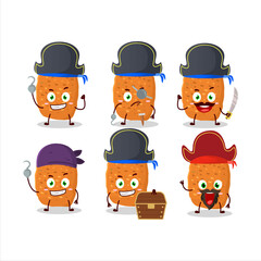 Cartoon character of chicken nugget with various pirates emoticons