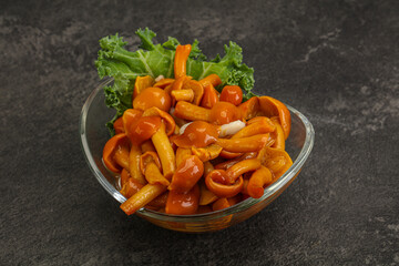 Marinated mushroom - honey agaric in the bowl