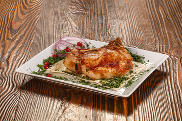 Grilled pork loin barbeque shashlik