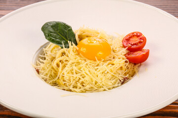 Italian pasta Carbonara with bacon