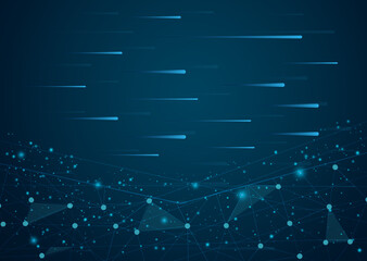 Abstract digital on blue background. Wire frame 3D mesh network line, design sphere, dot and structure. Vector illustration eps 10.