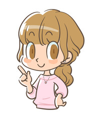 指を指すポーズを取る笑顔の女の子2