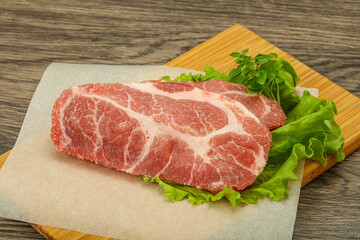 Raw pork meat neck steack