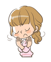 バッテンを手で作って拒否の態度を取る女の子2