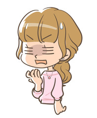 気まずそうに冷や汗をかく女の子2