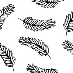 Obraz premium spikelet seamless pattern. hand drawn doodle style. vector, minimalism, monochrome, sketch. wrapping paper, textile, background, label. grain, harvest.