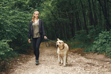 Portrait of a woman with her beautiful dog