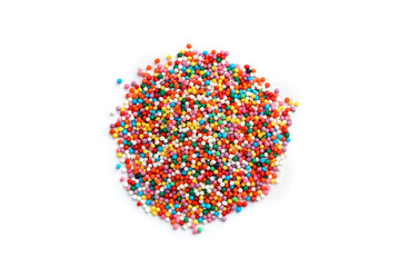 Colored sprinkles isolated on white background.