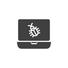 Laptop computer bug vector icon