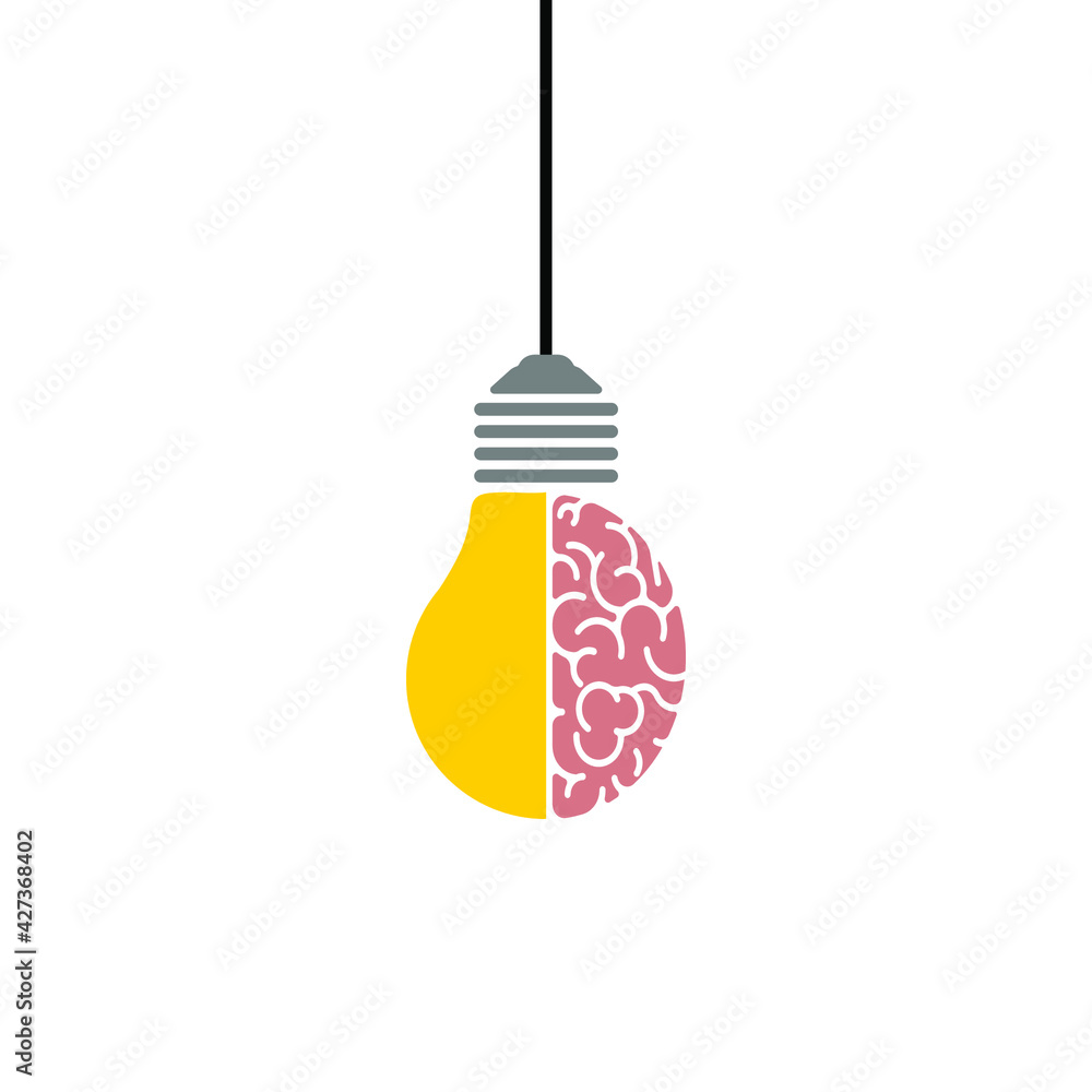 Poster idea icon. creative idea icon. brain with lightbulb vector illustration. solution sign symbol. vecto