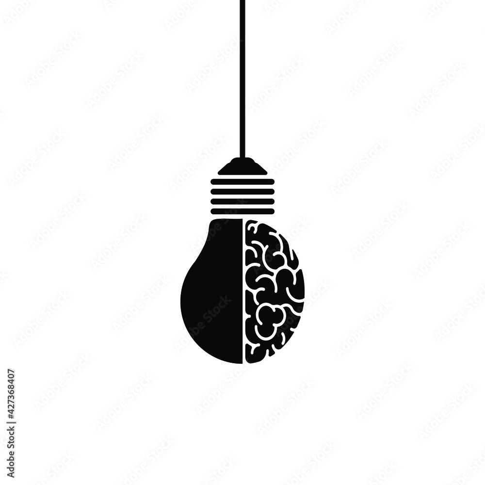 Aufkleber idea icon. creative idea icon. brain with lightbulb vector illustration. solution sign symbol. vecto