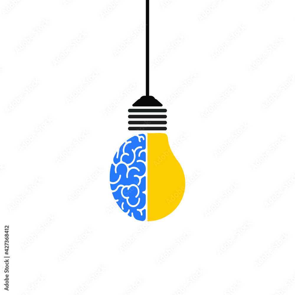 Aufkleber idea icon. creative idea icon. brain with lightbulb vector illustration. solution sign symbol. vecto