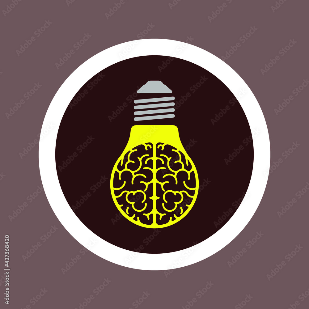 Poster idea icon. creative idea icon. brain with lightbulb vector illustration. solution sign symbol. vecto