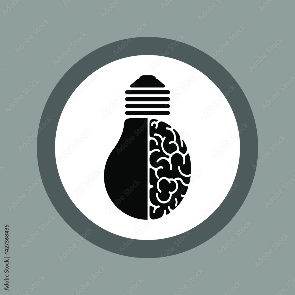 Poster idea icon. creative idea icon. brain with lightbulb vector illustration. solution sign symbol. vecto