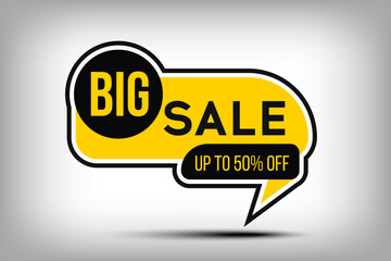 BIG Sale yellow banner, discount poster, modern promotion tag