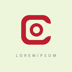C Letter Camera Logo Design Template. C Lens Icon Line Art Vector
