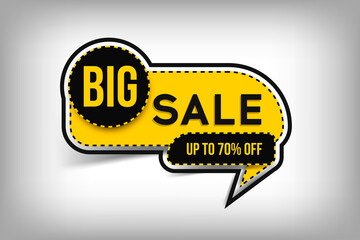 BIG Sale yellow and black banner, discount tag, modern promotion poster