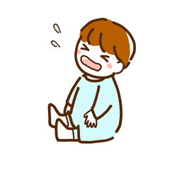 泣いている赤ちゃんもの線画イラスト