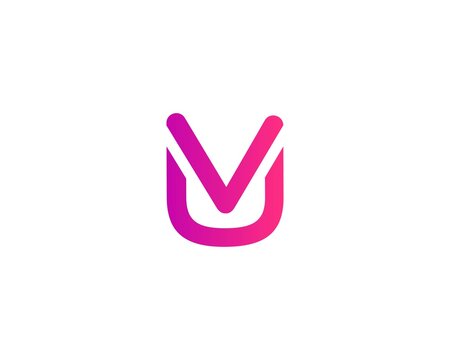UV VU Letter logo design vector template