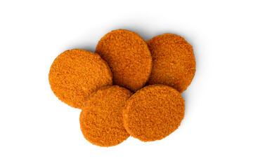 Fish burgers isolated on white background. Top view.