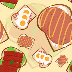 Sandwiches Seamless Pattern Vector