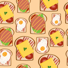 Sandwiches Seamless Pattern Vector