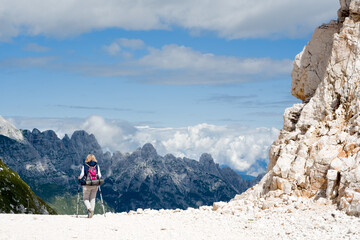 Hiker on the mountain pass