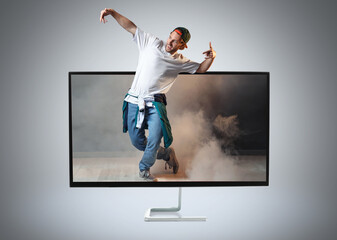 Modern TV set on white background